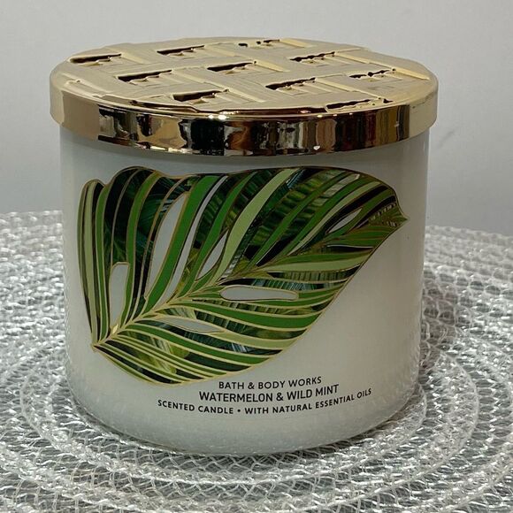 BBW Watermelon and Wild Mint 3 Wick Candle NWT - Picture 1 of 5